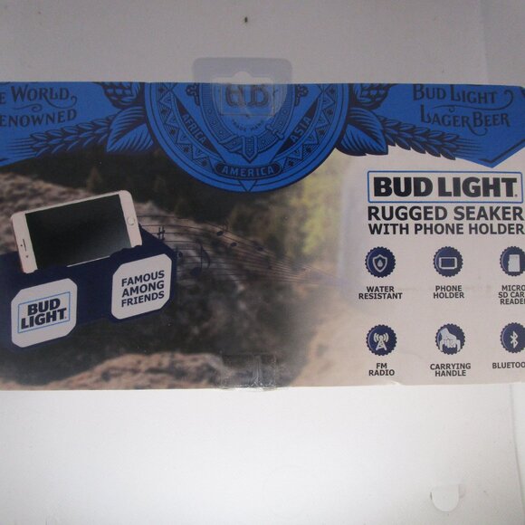 Bud Light Waterproof Rugged Bluetooth Phone Holder Speaker NIB READ - Picture 5 of 9
